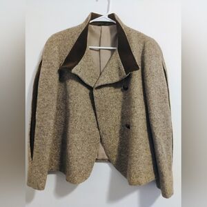 Designer Tailored Wool Jacket Made in Italy | Architectural Sleeve Detail | M/L